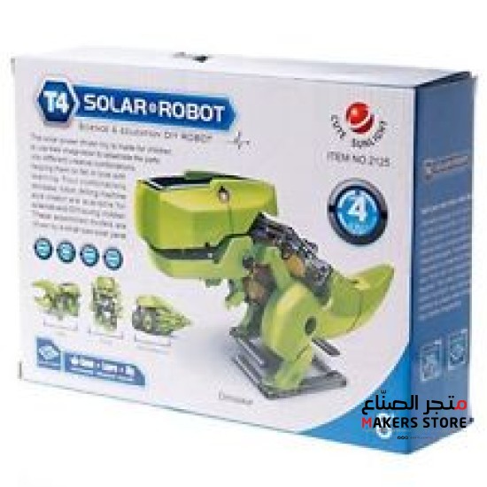 4 in 1 3D DIY Solar Powered Robot Toys for Kid Green Safe Energy Driven Dinosaur