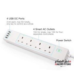  Tuya Smart Wifi Intelligent Power Strip 4 USB AC Plug 13A 1.8M for Alexa Google Home UK Plug