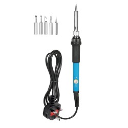 High Quality 60W Adjustable Temperature Soldering Iron with 5pcs Soldering Tips - UK plug